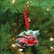 3" Red & White Car with Tree Christmas Ornament